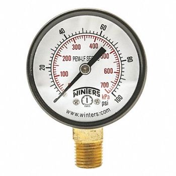 WINTERS J1379 Gauge Pressure 0 to 100 psi 2 in, 20JN22