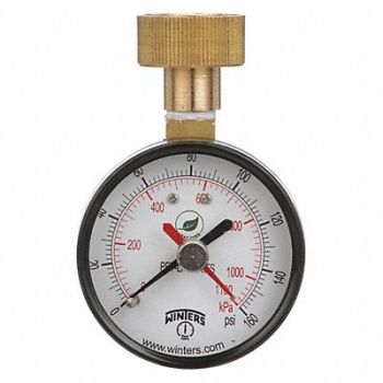 WINTERS Max Pointer Test Gauge 2.5 in 0-160 psi, 20JN40