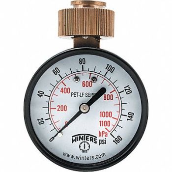 WINTERS K4555 Water Test Gauge 2.5 in 0 to 160 psi, 20JN42