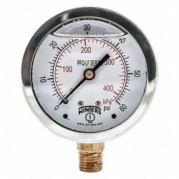 WINTERS J1382 Gauge Pressure 0 to 60 psi 2-1/2 in, 20JN44