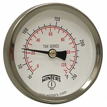 WINTERS Thermometer Analog 30 to 250 deg 3/4in, 20JN90