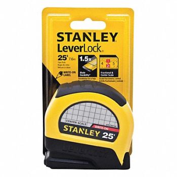 STANLEY Tape Measure Steel Yellow/Black 25 ft., 20JY18