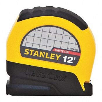 STANLEY Tape Measure Steel Yellow/Black 12 ft., 20JY20