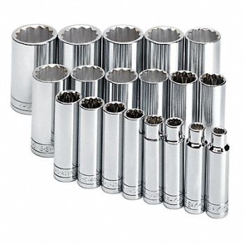 SK PROFESSIONAL TOOLS Skt St Chrm 3/8-1 1/4 in 12Pt, 20K350