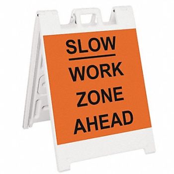 GRAINGER APPROVED Barricade Sign Slow Work Zone Ahead, 20PF61