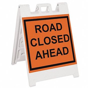 GRAINGER APPROVED Barricade Sign Road Closed Ahead 45 in H, 20PF63