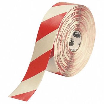 MIGHTY LINE Floor Tape Red/White 3 inx100 ft Roll, 20PF80