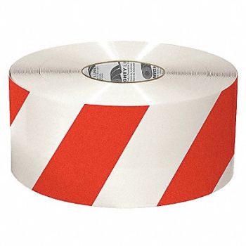 MIGHTY LINE Floor Tape Red/White 6 inx100 ft Roll, 20PF82