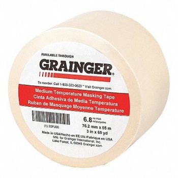 GRAINGER APPROVED Masking Tape 3 W 60 yd L Tan, 20PJ06