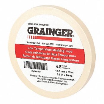 GRAINGER APPROVED Masking Tape 1/2 W 60 yd L Tan, 20PJ07