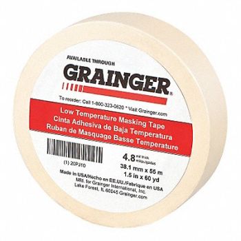 GRAINGER APPROVED Masking Tape 1 1/2 W 60 yd L Tan, 20PJ10