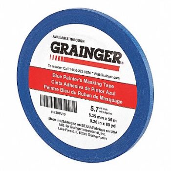GRAINGER APPROVED Painters Masking Tape 1/4 W 60yd L Blue, 20PJ19