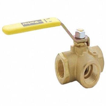 GRAINGER APPROVED Ball Valve 1 in 3-Way Brass, 20RH44