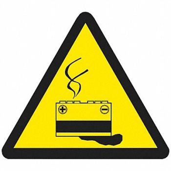 BRADY Label PS Vinyl 8inHx8inW Bat Haz PK10, 35RZ73