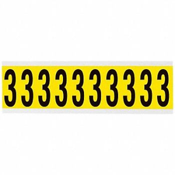 BRADY Number Label 1-15/16 Character Vinyl, 20TA90