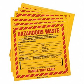 BRADY DOT Handling Label Waste 6 Label W PK50, 20TD75