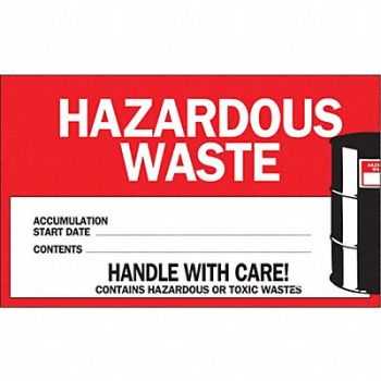 BRADY DOT Handling Label Waste 6 Label W PK50, 6N853