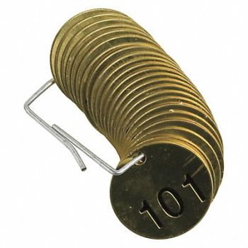 BRADY Numbered Tag Set Brass 1 1/2in W PK25, 20TD83