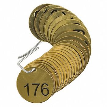 BRADY Numbered Tag Set Brass 1 1/2in W PK25, 20TD86