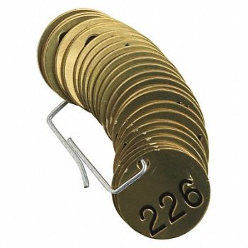 BRADY Numbered Tag Set Brass 1 1/2in W PK25, 20TD88