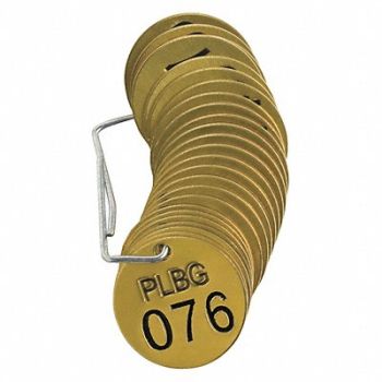 BRADY Numbered Tag Set Brass 1 1/2in W PK25, 20TD96