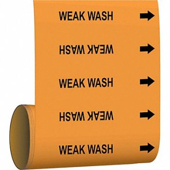 BRADY Pipe Markr Weak Wash 30 ft H 12in W, 20TE82