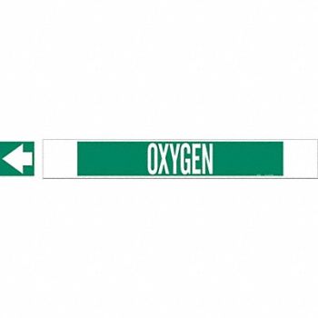 BRADY Pipe Marker Oxygen 4 in H 24 in W, 20TF21