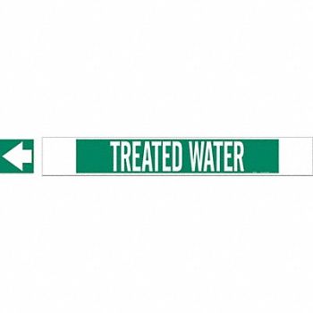 BRADY Pipe Marker Treated Water 4 in H 24 in W, 20TF27