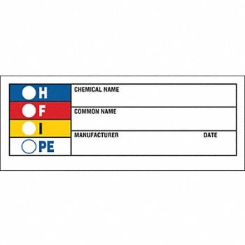 BRADY Chemical Label 1-1/2 H 3-7/8 W PK1000, 20TH55