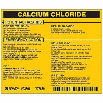 BRADY Chemical Label 3-3/4inHx4-1/2inW PK25, 20TH62