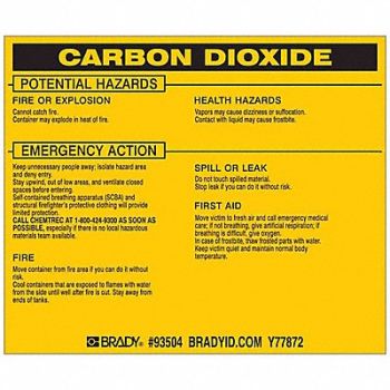 BRADY Chemical Label 3-3/4inHx4-1/2inW PK25, 20TH63