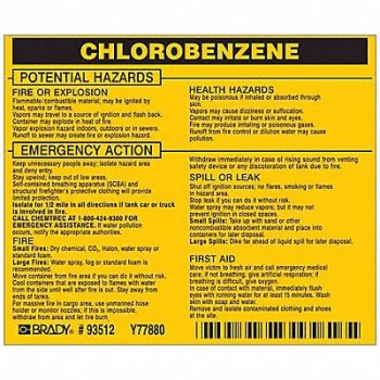 BRADY Chemical Label 3-3/4inHx4-1/2inW PK25, 20TH65