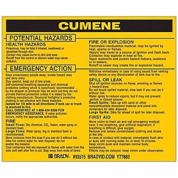 BRADY Chemical Label 3-3/4inHx4-1/2inW PK25, 20TH66
