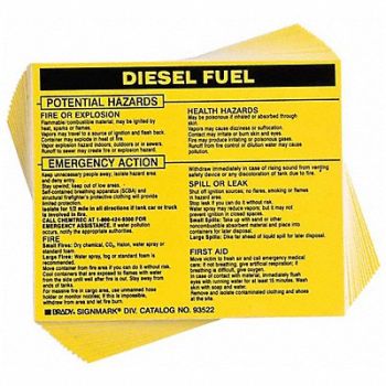 BRADY Chemical Label 3-3/4inHx4-1/2inW PK25, 20TH68