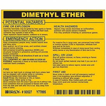 BRADY Chemical Label 3-3/4inHx4-1/2inW PK25, 20TH69