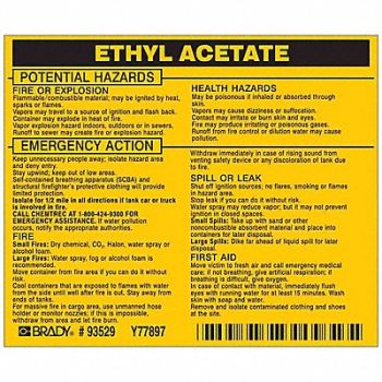 BRADY Chemical Label 3-3/4inHx4-1/2inW PK25, 20TH70