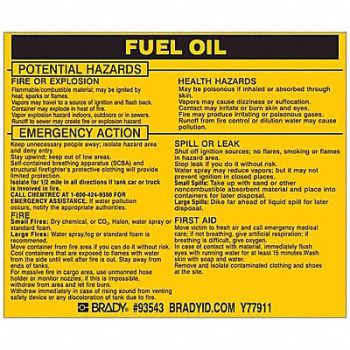 BRADY Chemical Label 3-3/4inHx4-1/2inW PK25, 20TH75