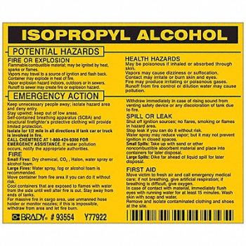 BRADY Chemical Label 3-3/4inHx4-1/2inW PK25, 20TH79