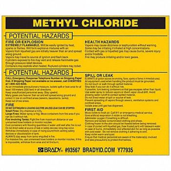 BRADY Chemical Label 3-3/4inHx4-1/2inW PK25, 20TH84
