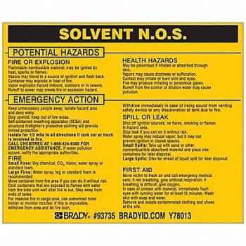 BRADY Chemical Label 3-3/4inHx4-1/2inW PK25, 20TH91