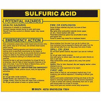 BRADY Chemical Label 3-3/4inHx4-1/2inW PK25, 20TH92