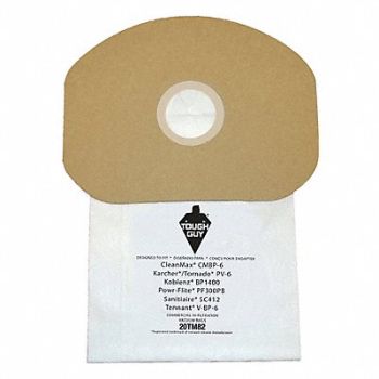 TOUGH GUY Vacuum Bag Paper 2-Ply Reusable PK10, 20TM82