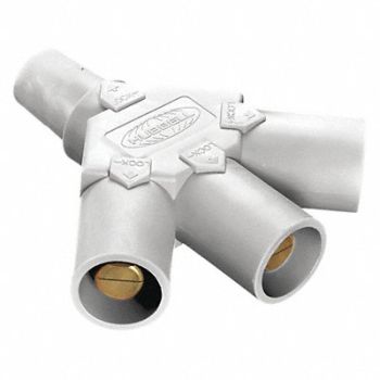 HUBBELL Triple Connector 600VAC/250VDC Wht Taper, 20TT46