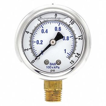 PIC GAUGES Pressure Gauge 1/4 in NPT 2 in, 20TU88