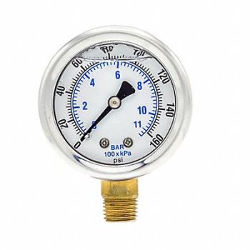 PIC GAUGES Pressure Gauge 1/4 in NPT 2 in, 20TU91