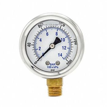 PIC GAUGES Pressure Gauge 1/4 in NPT 2 in, 20TU92