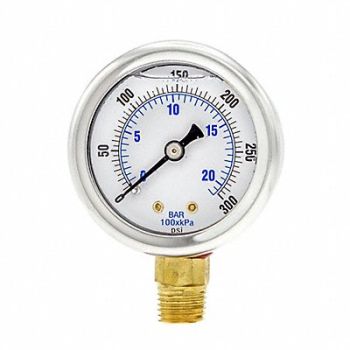 PIC GAUGES Pressure Gauge 1/4 in NPT 2 in, 20TU93