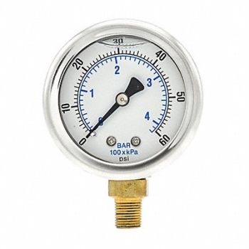 PIC GAUGES Pressure Gauge 1/8 in NPT 2 in, 20TV02