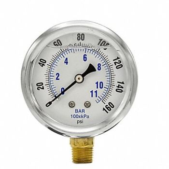 PIC GAUGES Pressure Gauge 1/4 in NPT 2-1/2 in, 20TV23