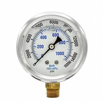 PIC GAUGES Pressure Gauge 1/4 in NPT 2-1/2 in, 20TV38